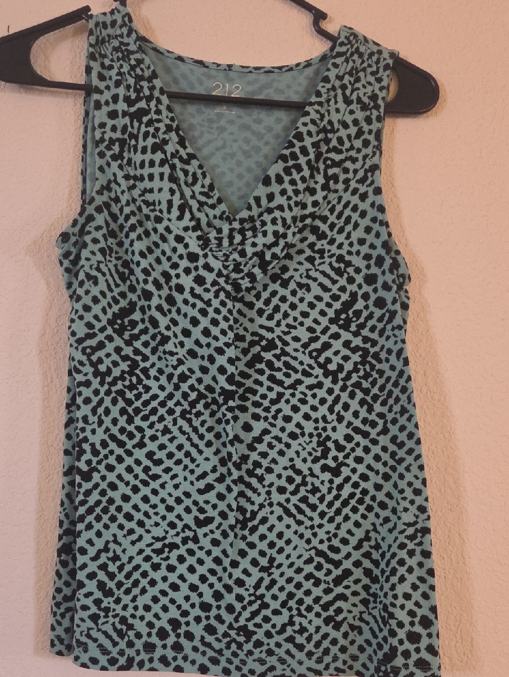 212 Collection Mint Green and Black V-Neck Printed Camisole